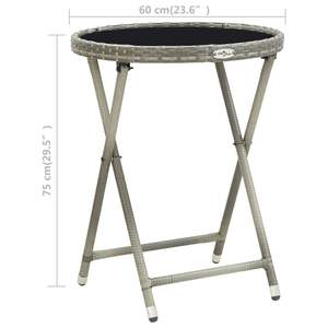23.6\" Gray Poly <b>Rattan</b> and Tempered Glass Tea Table Durable Patio <b>Furniture</b> - Product Image 6