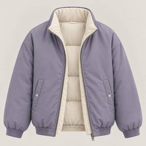 Chaqueta Bomber Reversible Ligera de Invierno para Hombre, Cuello Alto con Cierre, 100% Poliéster, Ropa Casual de Calle para Exteriores - Product Image 1