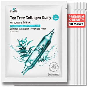 Mascarilla Facial de Colágeno con Árbol de Té BIAIfekt, Ampolla Diaria, 30 Días, Gasa Coreana, Cuidado de Poros y Acné, Hidratante, Blanqueadora, K-Beauty OEM - Product Image 1