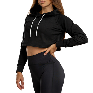 High Quality Winter Streetwear Hip Hop Women Crop <b>Top</b> Hoodie Custom Design 100% Cotton Front - Product Image 1