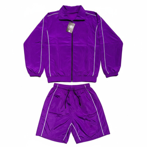 ชุดวอร์มสีดำแบบ unisex แขนยาว ซิปหน้า ทรงสปอร์ต น้ำหนักเบา แห้งเร็ว กางเกงขาสั้นมีกระเป๋าข้าง เหมาะสำหรับใส่ในฤดูใบไม้ผลิ - Product Image 6