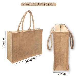 Sac à provisions en toile et jute à motif personnalisé durable avec poignée en corde Sac à lunch écologique - Product Image 4