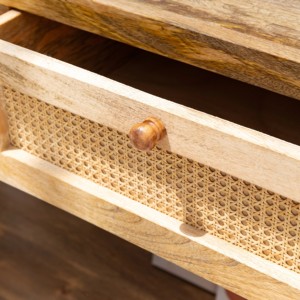 Console en bois à 2 tiroirs Vandana Sierra Flux Rattan, meuble d'appoint moderne en rotin naturel tressé - Product Image 3