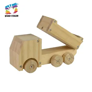 天然木制工艺儿童装配工程卡车绘画玩具W03A152