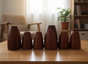Modern Wooden Tabletop <b>Vase</b> Round <b>Small</b> Decorative Flower Holder for Home Wedding Desktop Decor - Product Image 2
