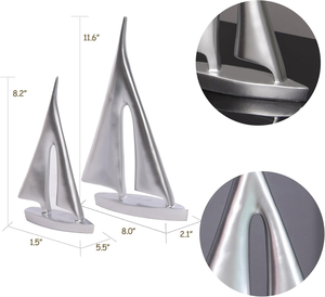 Estatua Decorativa de Velero Plateado para Decoración del Hogar, Escultura Náutica Moderna para Escritorio de Oficina, Estante y Sala de Estar - Product Image 3