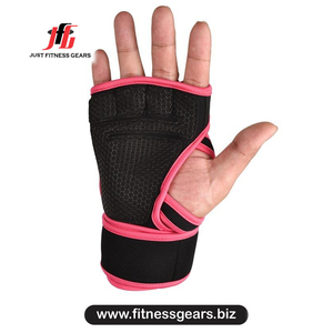 JUST FITNESS GEARS 2026 Custom Logo PU Leather Half <b>Finger</b> Sport Workout Gloves Anti-Slip Adjustable Wrist <b>Strap</b> Cycling - Product Image 6