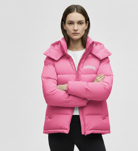 Veste d'hiver en duvet solide à capuche avec col en fourrure et fermeture éclair, manteau chaud pour femme - Product Image 5