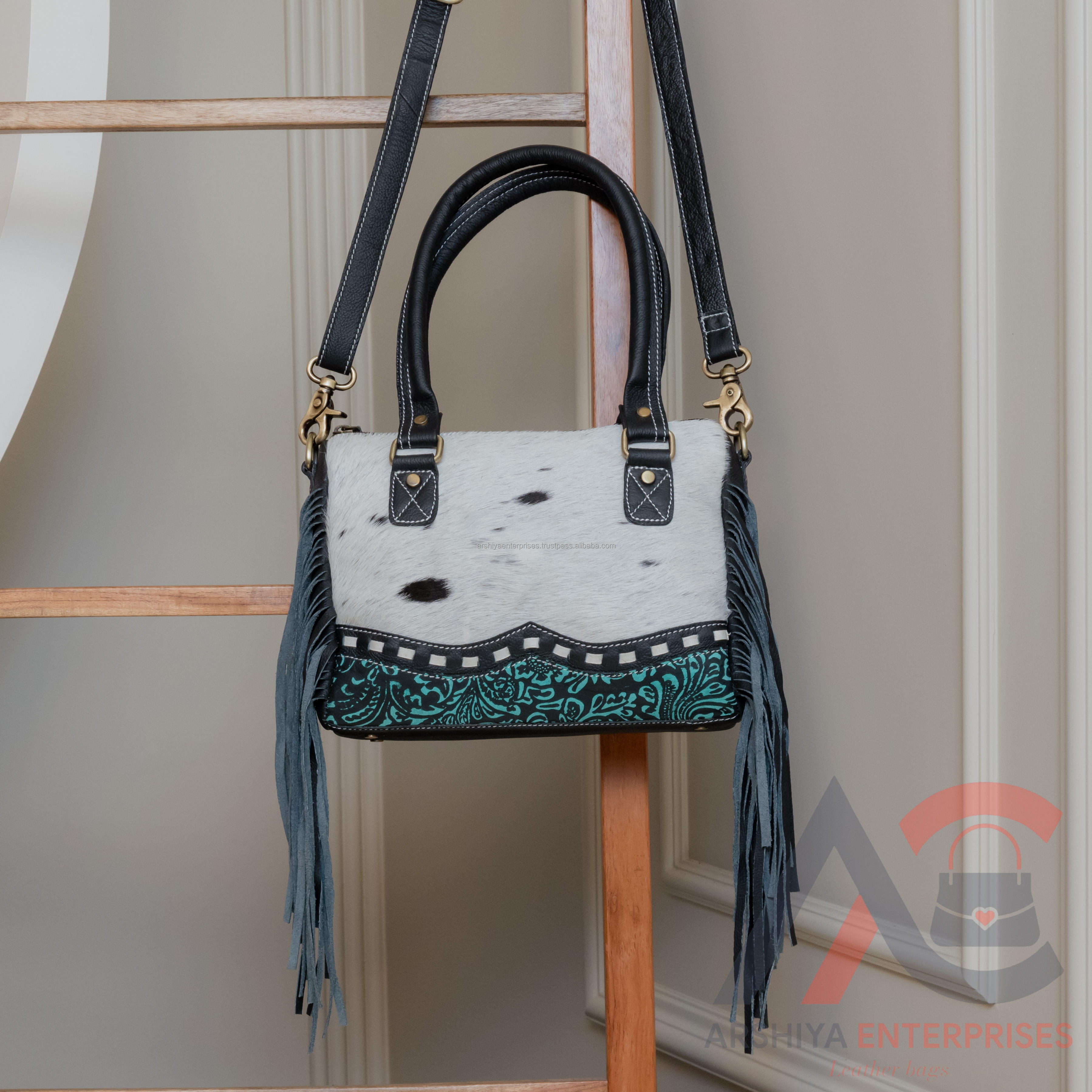 White with Turquoise Tooling