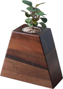 Urne commémorative en noyer, pot funéraire artisanal en bois avec couvercle amovible, pot décoratif pour fleurs - Product Image 5
