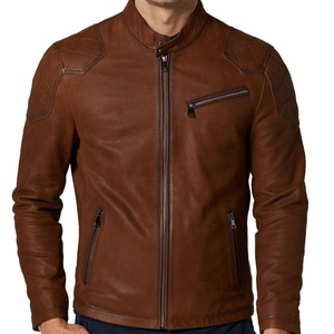 Mens Lightweight Leather Bomber <b>Jacket</b> Casual Ribbed Design Fashion Coat For Streetwear <b>Travel</b> And Everyday Outfit Style - Product Image 5