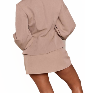 Conjunto de Traje de Blazer de Dos Piezas Elegante para Mujer 2026, Cuello Redondo, Cintura Alta, Estilo Vintage Casual para Eventos Empresariales y Sororidades, OEM ODM - Product Image 3