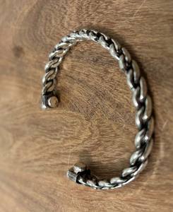 Metal Crafts Handmade Aum Mantra Adjustable Unisex Cuff <b>Bracelet</b> <b>Engraved</b> Design Plated <b>Silver</b> Arthritis Relief - Product Image 2