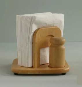 Wooden Napkin Holder Shaped Like Sitting Cat Light Color Visible Grain Pattern Animal Themed Dining <b>Table</b> Organizer - Product Image 5