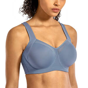 Women's <b>Blue</b> Sports <b>Bra</b> Scoop Neck Medium Support Yoga Wear - Product Image 1