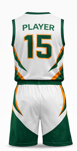 Conjunto de Baloncesto Personalizado para Hombres y Jóvenes, Camiseta y Pantalones Cortos con Nombre y Número del Equipo Impresos, 100% Algodón, Impresión por Transferencia de Calor - Product Image 4