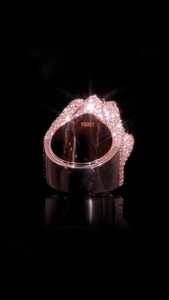 925 <b>Silver</b> Lab Grown Diamond Hamsa Hand Statement <b>Ring</b> Rose Gold Finish Iced Baguette and Round Diamond <b>Mens</b> <b>Ring</b> - Product Image 4