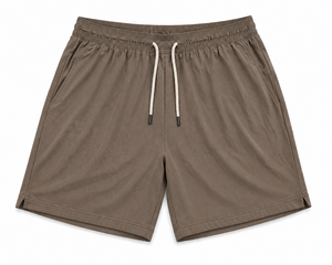 Shorts décontractés pour homme en maille grise unie 100 % polyester, écologiques, anti-plis, séchage rapide, taille élastique à cordon, taille mi-haute - Product Image 6