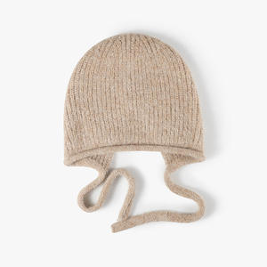 Gorro de lana inspirado en el tejido, con correas, cálido, suave, de invierno, con lazos, OEM/ODM - Product Image 5
