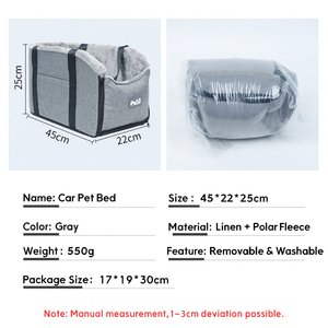 Asiento portátil para perros, reposabrazos central para consola, transportín elevador para perros pequeños y gatos, cama de viaje segura, extraíble, lavable y suave - Product Image 5