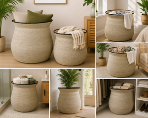 Rustic <b>Plant</b> Fiber Storage <b>Baskets</b> Set Bowl Shape Eco-Friendly Home Decoration Neatening Big Organization <b>Basket</b> - Product Image 5