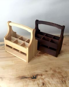 Hot Sales Bamboo Wooden Beer Caddy Carrier Bottle Opener Bottle Caddy <b>Drink</b> Holder Sampler Boards Removable 6 Pack Beer Carrier - Product Image 6