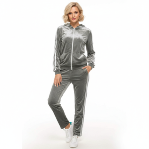 Conjunto Deportivo de 3 Piezas para Mujer, Invierno, Terciopelo Antibacterial, Sudadera de Peso Medio con Capucha, Manga Larga, para Deporte, Ocio y Jogging - Product Image 1