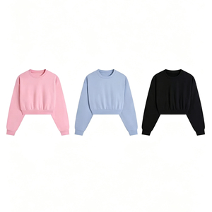 เสื้อสเวตเชิ้ตแขนยาวทรงครอป คอกลม ไหล่ตก สไตล์ลำลอง สปอร์ต ใส่ได้ในฤดูหนาว ผ้าฝ้าย 100% สำหรับผู้หญิง - Product Image 1