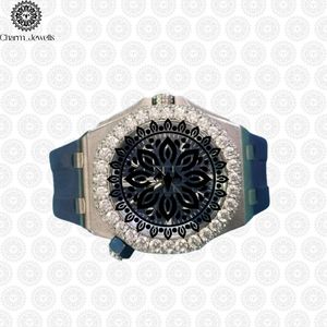 Montre de luxe pour homme Charm Jewells en acier inoxydable, boîtier de 40 mm, accent diamant, verre saphir, mouvement mécanique analogique, 10 bars - Product Image 1