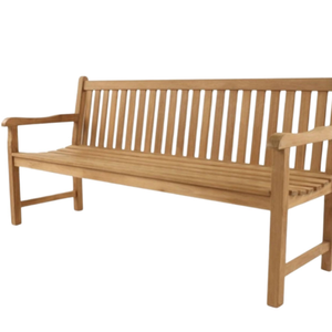 Banc de jardin en teck massif avec accoudoirs arrondis, conçu pour une utilisation extérieure durable et résistant à la pourriture - Product Image 3