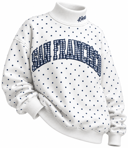 Pull-over surdimensionné d'hiver pour femme, col montant, personnalisé avec appliqué lettre à carreaux et impression sérigraphiée intégrale – Vente en gros - Product Image 5