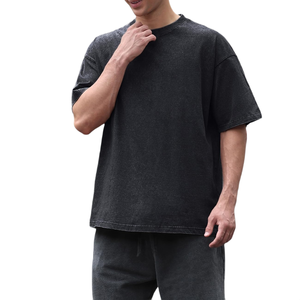 เสื้อยืดโอเวอร์ไซส์ผู้ชายแบบเรียบง่าย ขายส่ง ผ้าคุณภาพสูง ทรงหลวมไหล่ตก สไตล์ลำลอง สตรีทแวร์ เสื้อยืดพื้นฐาน - Product Image 4