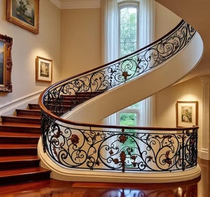 European-style Iron Stair Railing <b>Flooring</b> Mounted Decorative Handrail Rust Resistant 3-Year Warranty KHP Brand for Hotels - Product Image 2