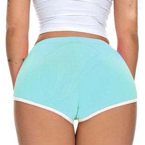 Shorts Deportivos de Cintura Baja, Color Azul Claro, Transpirables, de Secado Rápido, Spandex/Poliéster, para Mujer, Diseño Personalizado, Popular - Product Image 2
