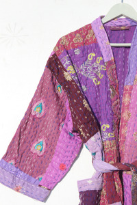 Kimono indio hecho a mano de algodón kantha para mujer y hombre, elegante ropa de playa, bata de baño estilo japonés con patchwork, regalo para ella. - Product Image 5