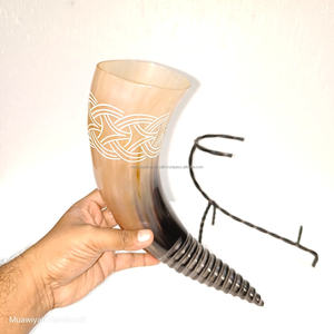 Top Quality Ox <b>Drinking</b> Horn Carved Iron <b>Stand</b> Luxury Style Decorative Eco-Friendly Feature Polished High Demand Product - Product Image 1