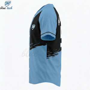 Camiseta de Béisbol Sublimada Personalizada, Corta y Transpirable, Uniforme de Equipo Negro y Azul con Botones al Frente para Clubes, Escuelas y Equipos Profesionales - Product Image 3