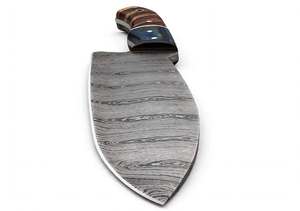 Cuchillo de Cocina de Acero de Damasco Hecho a Mano con Mango de Madera Azul Segmentado, Cuchillo para Cortar Carne - Product Image 6