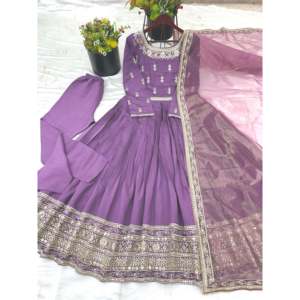 Vestido de Noche con Bordado Completo y Lentejuelas, con Pantalón y Dupatta para Fiestas - Product Image 4