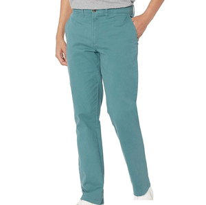 Pantalon chino pour homme, couleur turquoise, coupe droite, taille mi-haute, tissu tissé décontracté, fermeture boutonnée, poches latérales, style printemps - Product Image 1