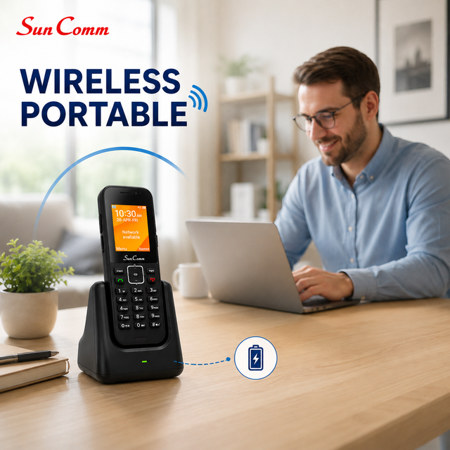 Portable 4G LTE VoIP Cordless Phone with WiFi Dual SIP Account Wireless SIM Card Desk Phone for Remote Office