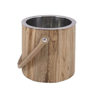 Seau à glace en bois d'acacia de luxe, forme carrée, finition brillante, fait main, derniers modèles de seaux à glace en bois - Product Image 2