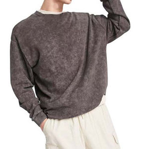 Vintage Cotton Heavyweight Fleece Drop Shoulder Plus Size Acid Wash Men's Winter Embroidered Custom Printed <b>Sweatshirt</b> OEM - Product Image 6
