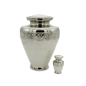 Urnas de cremación de latón con nácar blanco, hechas a mano, de primera calidad, tamaño grande para adultos, artículos funerarios de metal, ataúd para entierro humano. - Product Image 3