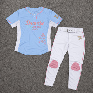 Ensemble de maillot et pantalon de softball pour femmes personnalisé, avec logo brodé en twill et kit de baseball sublimé haute performance - Product Image 1