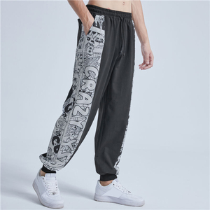Custom Cotton Casual Joggers for Men Side Pleated Sweatpants <b>Drawstring</b> Waist Breathable Streetwear <b>Trousers</b> OEM Logo - Product Image 2