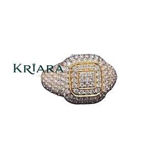 Bague de cocktail pour homme en argent 925 plaqué or avec moissanite, taille brillant rond, sertissage pavé, design géométrique, bague de mariage de luxe - Product Image 6
