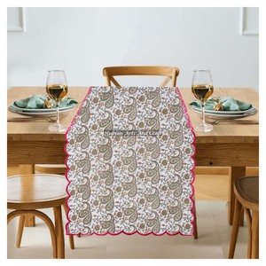 100% Cotton Bohemian Modern Embroidery Edge <b>Table</b> <b>Runner</b> Indian Floral Block Print Wedding Restaurant Home Hotel <b>Dining</b> - Product Image 5