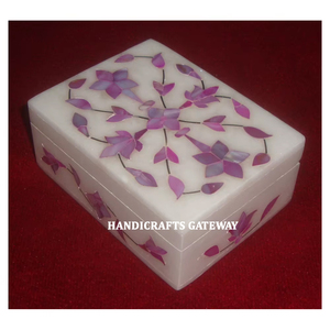 Caja de almacenamiento de mármol pulido, tamaño personalizado, incrustación de perlas Madre, collar y pendientes, embalaje de joyería, cajas de incrustación de mármol - Product Image 1