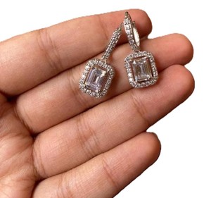 Manufacturing IGI Certified Emerald Lab Grown Diamond Drop <b>Hoop</b> <b>Earrings</b> 925 Sterling <b>Silver</b> 14K 18K <b>Solid</b> Gold Fine Jewelry - Product Image 5